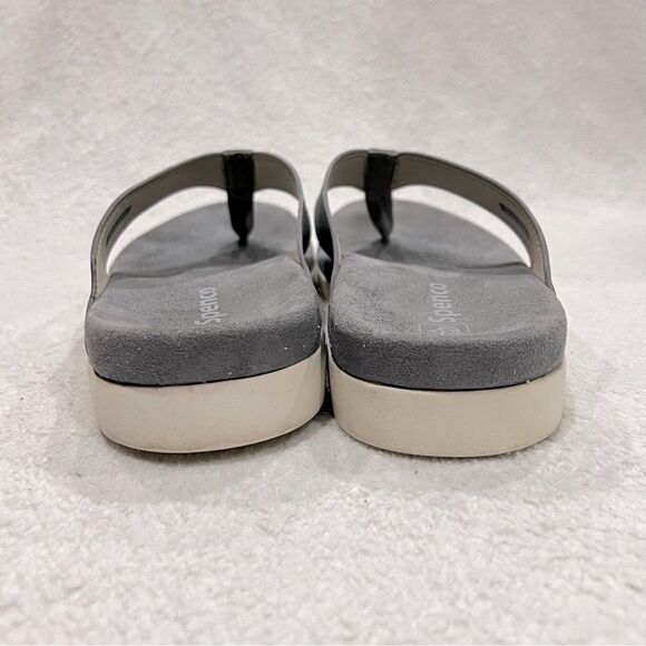 Spenco Orthotic Thong Sandals in Grey Shimmer Cheetah Print 9.5 - Picture 8 of 15